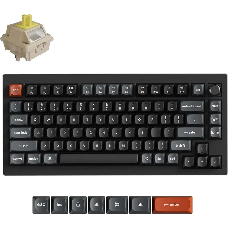 Keychron V1 Ultra 8K, Kabellose Mechanische Tastatur, Programmierbar, RGB, QWERTY US - Silk POM Switch Banana
