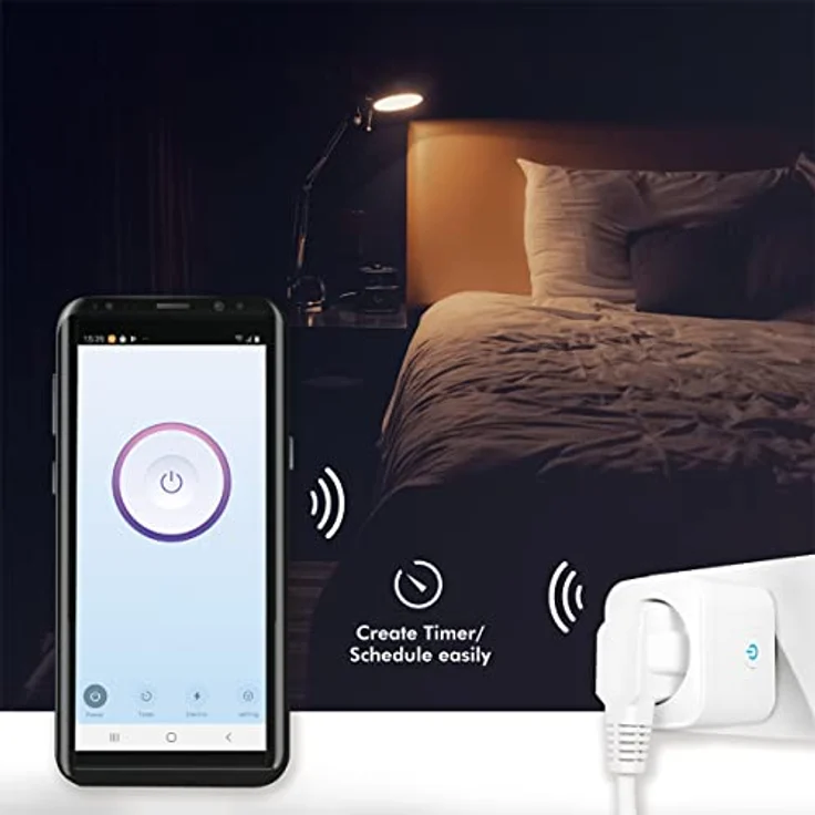 LogiLink SH0101 - Wi-Fi Smart Home Stromstecker mit Berührungsschutz, über App steuerbar, IP20, Tuya kompatibel, unterstützt Amazon Alexa und Google Home, Weiß – Bild 3