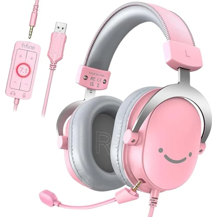 FIFINE Gaming Headset FH-501, Over Ear Kopfhörer mit Mikrofon, 7.1 Surround Sound, RGB, für PC, PS4, PS5, Xbox und Switch, mit Ohrpolstern und 3,5-mm/USB-Anschluss – Bild 1