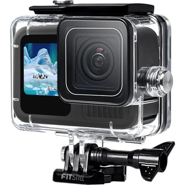 FiTSTILL 60M Wasserdichtes Gehäuse für GoPro Hero 13/12/11/10/9 Black, Schützende Unterwasser-Tauchschale mit Halterungszubehör und optischer Glaslinse