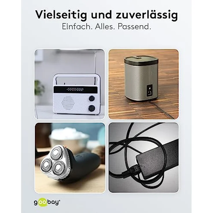 Goobay 73019 Netzkabel Eurostecker auf 2-Polig Doppelbuchse Gewinkelt für Sonos Play, Monitore, Radios, 2m schwarz – Bild 5