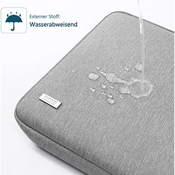 TECOOL Laptoptasche 15,6 Zoll, wasserdichte Notebook Hülle mit stoßfester Polsterung, grau – Bild 3