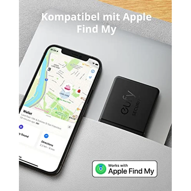 eufy Security SmartTrack Card (Schwarz, 1er Pack), Bluetooth Schlüsselfinder für Apple Find My, wasserdicht mit 3 Jahre Akkulaufzeit - Preisvergleich – Bild 3