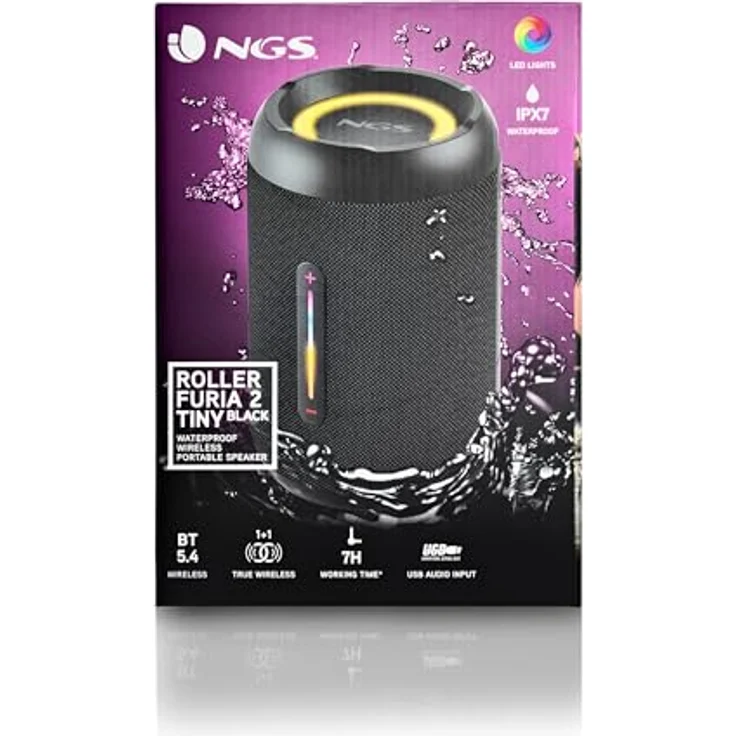 NGS Roller Furia 2 Tiny, Tragbarer Bluetooth-Lautsprecher mit 10W RMS, IPX7 wasserdicht, Wireless Charging und MicroSD-Unterstützung – Bild 5