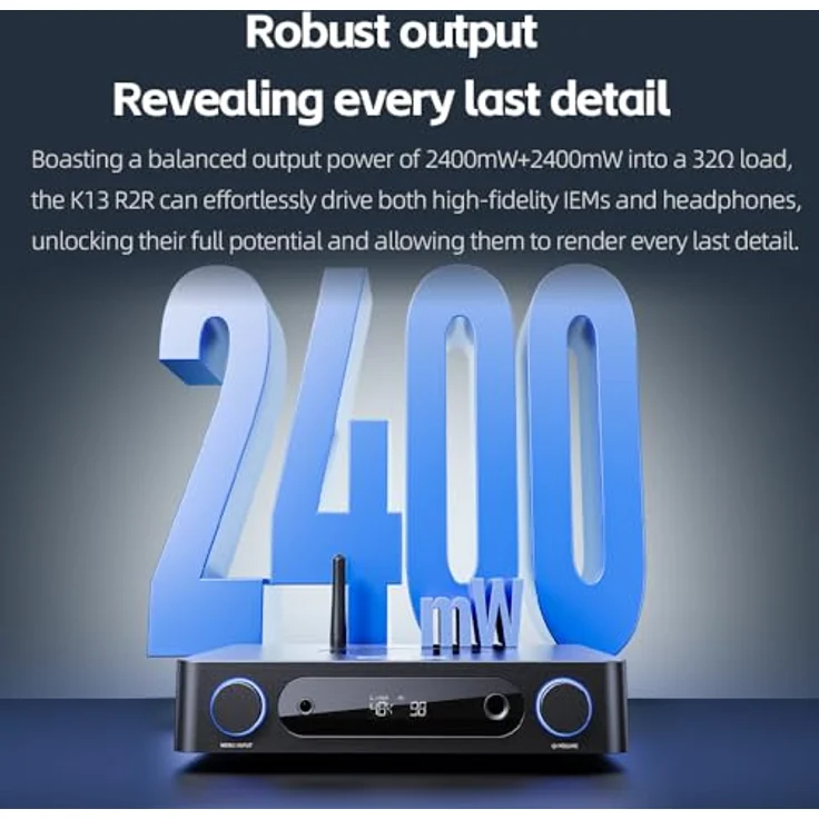 FiiO K13 R2R (USB-DAC, Display, Klangregelung, Gain-Schalter, Bluetooth), Kopfhörerverstärker, Schwarz – Bild 7