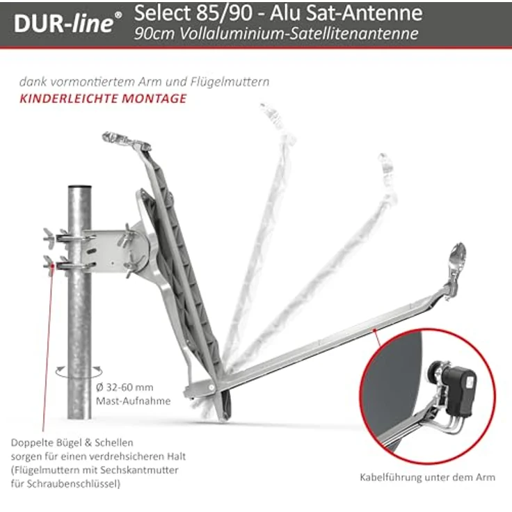 DUR-line Select 85/90cm Satellitenschüssel Alu anthrazit – Bild 6