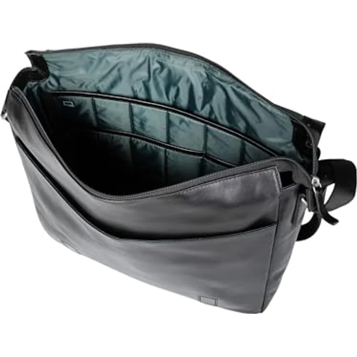 Jost Umhängetasche Skagen L, Messenger Bag aus edlem Vollrindsleder mit vielen Fächern, Schwarz – Bild 4