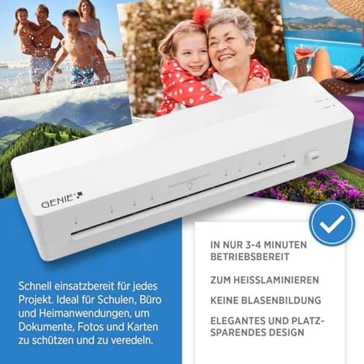 GENIE LA 400 A3, Heißlaminiergerät mit 2 Heizrollen, für A3 und A4, inkl. 5 Laminierfolien, schnelles Heizsystem, für Schule, Büro & Home-Office – Bild 3