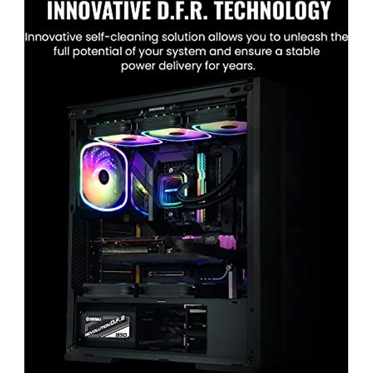 Enermax Revolution D.F. 2 ATX Compact Gaming&Streaming PC Netzteil 1200W 80Plus Gold (Semi-Modular, Flachbandkabel, Semi-Fanless), ERS1200EWT, schwarz – Bild 5