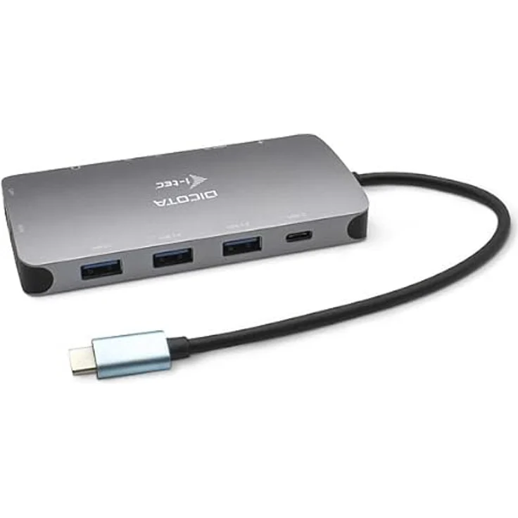 Dicota USB-C Portable 10-in-1 Docking Station, HDMI/PD 100W, Metallgehäuse mit USB-C-Kabel und LAN-Anschluss – Bild 7