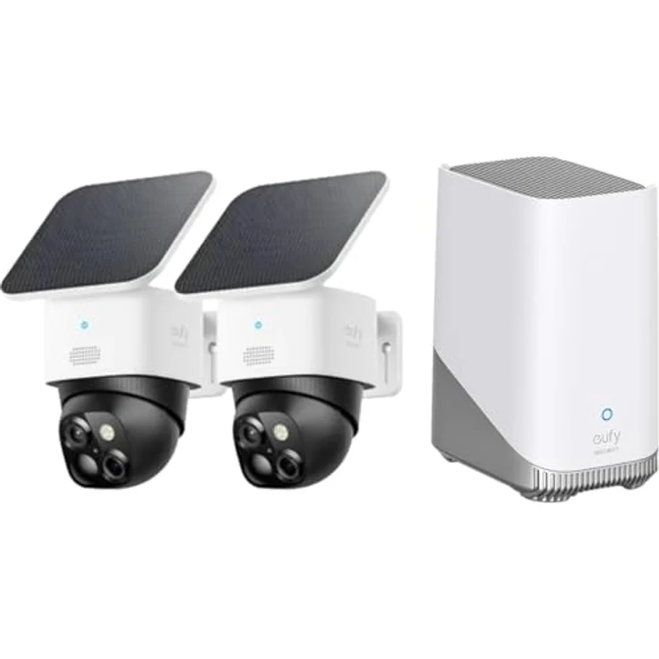 eufy Security SoloCam 2-Kamera-Set, Solar-Überwachungskamera für außen, 360° Abdeckung, 3K Auflösung, Gebührenfreie Nutzung, HomeBase 3 kompatibel – Bild 1