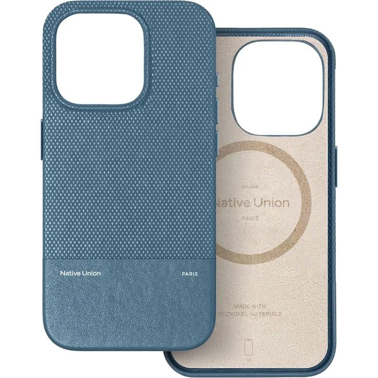 Native Union ReClassic Case für Apple iPhone 16, Smartphone Hülle aus pflanzlichem YATAY™-Material, blau mit Fallschutz bis 1,8 m
