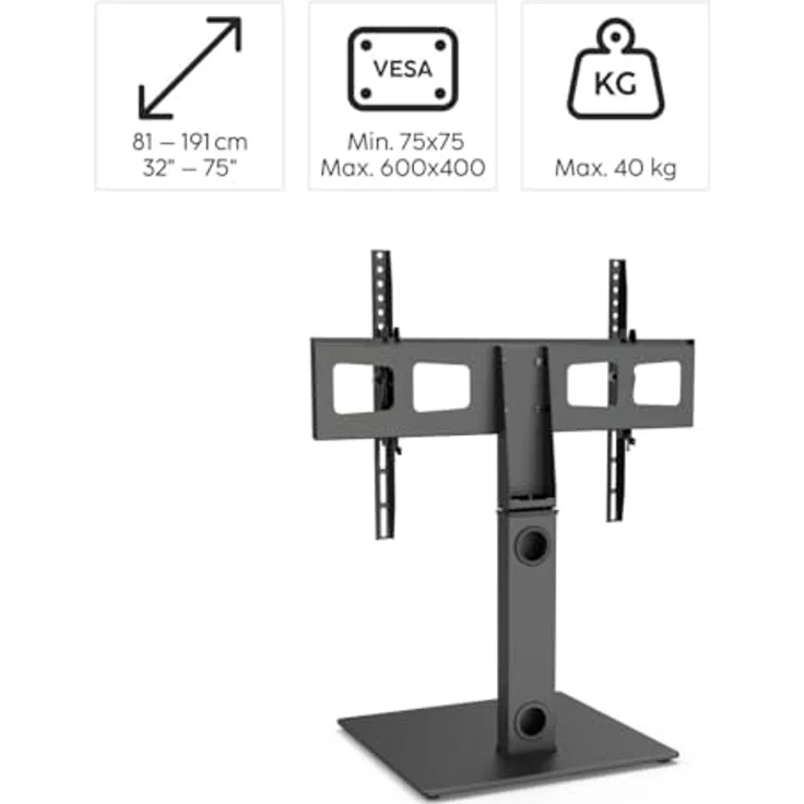 Hama TV Stand Tisch/Bank Halterung, neigbar von -12° bis +5°, für 32" - 75" Fernseher bis 40 kg (Versandkostenfrei) – Bild 2