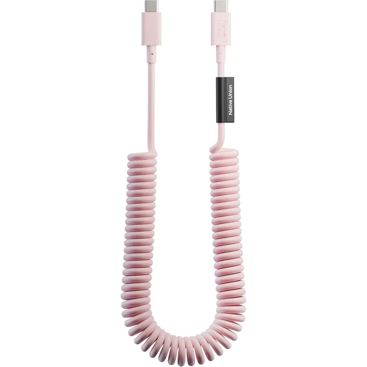 Native Union USB-C auf USB-C Spiralkabel 60W 2,4m Serie POP, Schnellladen, Rosa