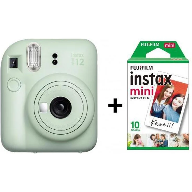 Fujifilm Instax Mini 12, Sofortbildkamera mit Nahaufnahmemodus, automatischer Belichtung und Selfie-Spiegel, Grün