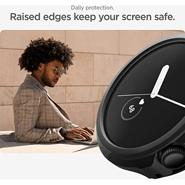 Spigen Liquid Air Hülle Kompatibel mit Google Pixel Watch 3 41mm (2024) / 2 (2023) / 1 (2022) - Schwarz, für präzise EKG-Überwachungsfunktion – Bild 5