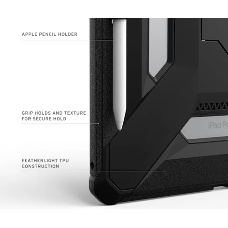 URBAN ARMOR GEAR Scout Plus Case für Apple iPad Pro 13 (M5-2025, M4-2024), Hülle mit Apple Pencil Halterung und Standfunktion, schwarz – Bild 4