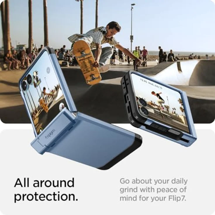 Spigen Tough Armor Pro MagFit Hülle für Samsung Galaxy Z Flip 7, MagSafe-kompatibel mit Kickstand und Scharnierschutz, Sierra Blue – Bild 3