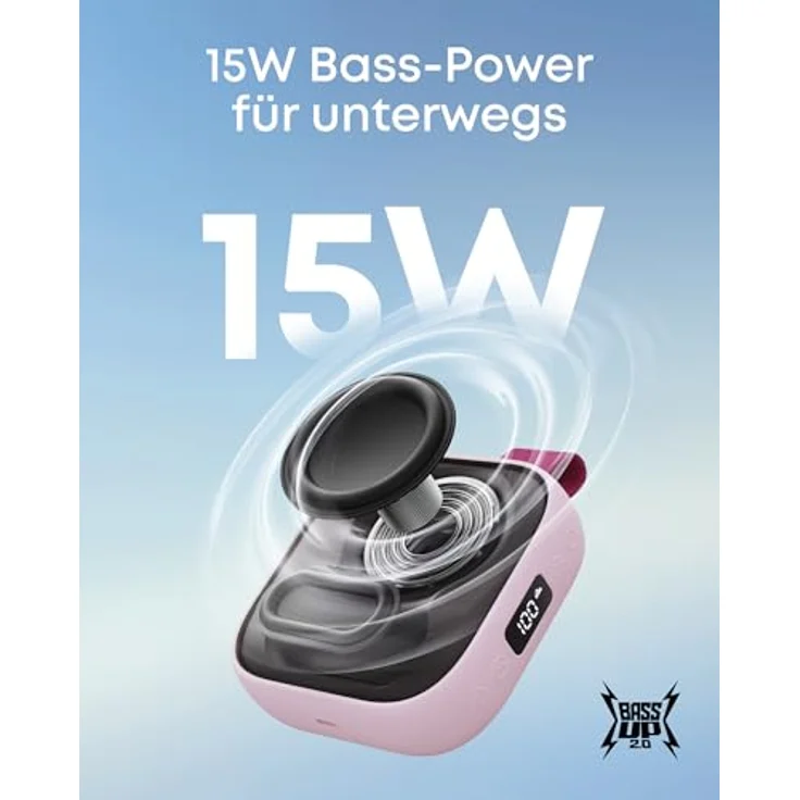 soundcore Boom Go 3i, tragbarer Lautsprecher mit 15W Sound, 24h Spielzeit, IP68 wasserfest, RGB Lichtshow, rosa – Bild 2