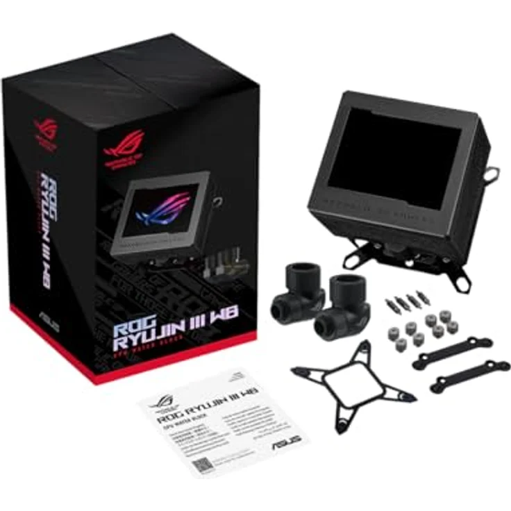 ASUS ROG Ryujin III WB CPU-Wasserblock (Asetek-Wasserblock, 178 Mikrokühllamellen, 3,5-Zoll LCD, integrierter VRM-Lüfter, ROG Fittings, schwarz) – Bild 2