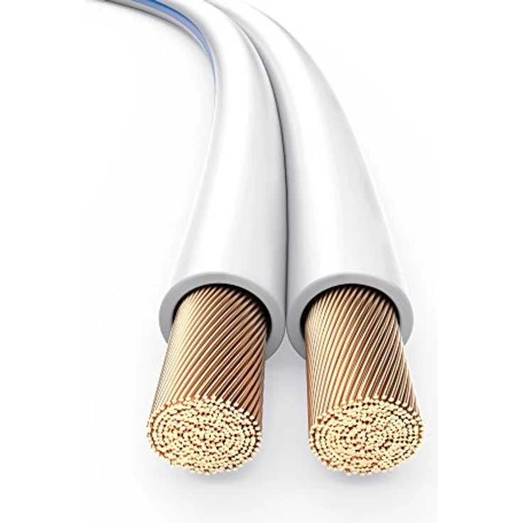 PureLink SP021-010 Lautsprecherkabel 2 x 4,0mm² (99,9% OFC Vollkupfer 0,10mm Litze) Hifi Boxenkabel, 10m, weiß – Bild 4