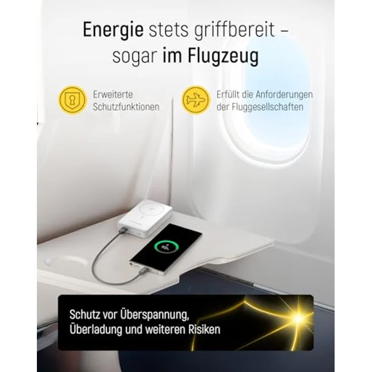 Wozinsky WLWP-10KA0Y3S Powerbank 10000 mAh, 22,5W PD, Qi2, mit Ständer, 1x USB-A, 1x USB-C, weiß – Bild 4
