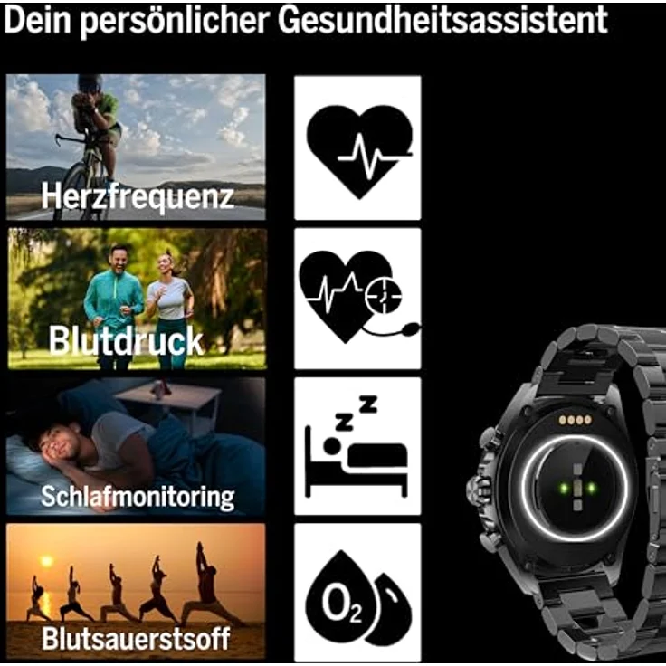 Aiwa BEA·FON SMARTWATCH 501 STAINLESS STEEL / SMARTWATCH 1.43" AMOLED, Schwarz, Small – Bild 5