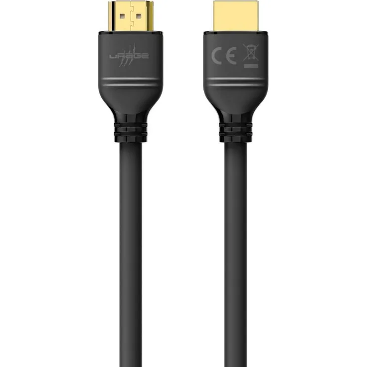 Urage 115511, 48 Gbit/s Männlich Gerade HDMI auf HDMI Typ A, Ultra High Speed 8K, 2 m, vergoldet, Schwarz