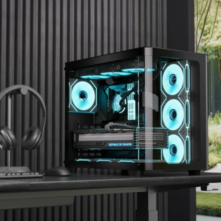 Aerocool PC-Gehäuse Aerocool P500C-G-BK-v1, Tower-Gehäuse, Tempered Glass x 3, ARGB-Lüfter, Micro-ATX/Mini-ITX, Schwarz – Bild 5