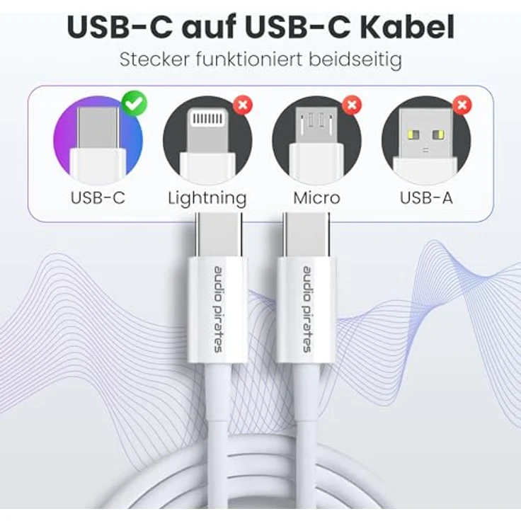 audio pirates USB-C Kabel (1m/2-Pack), 60W Schnellladefunktion und 480 ...