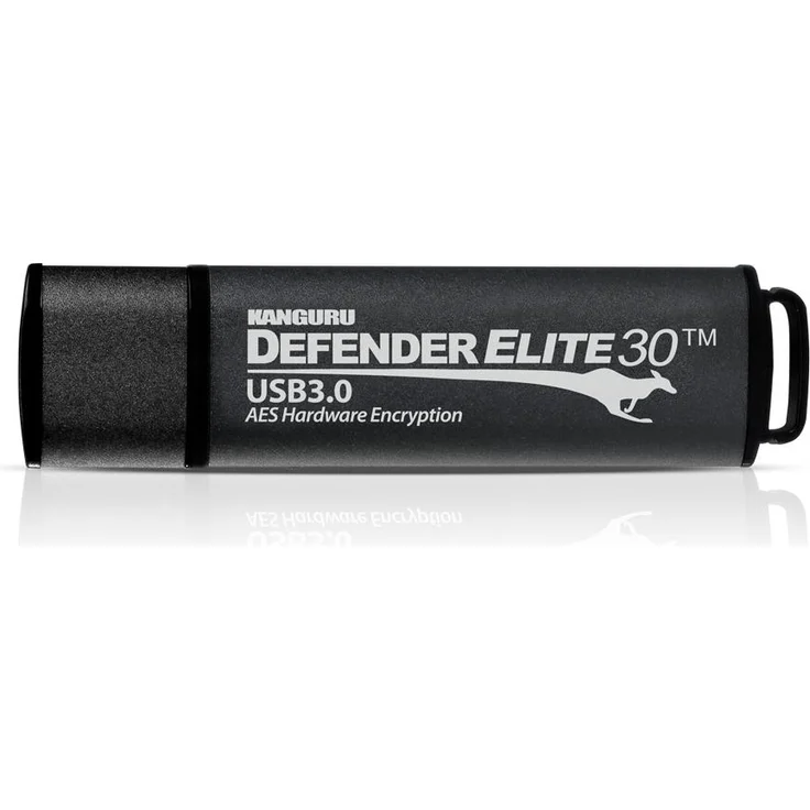 iStorage Kanguru Defender Elite30, 16 GB USB Stick mit 256-Bit XTS Hardware-Verschlüsselung, Schwarz