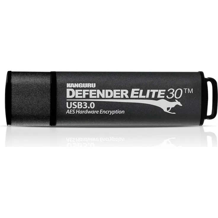 iStorage Kanguru Defender Elite30, 16 GB USB Stick mit 256-Bit XTS Hardware-Verschlüsselung, Schwarz