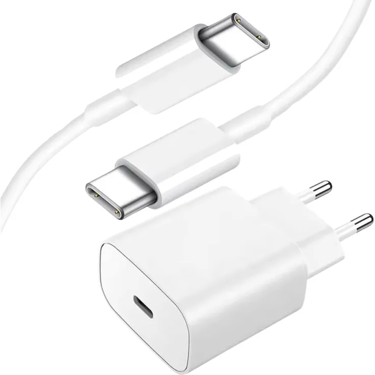 MobileKing Schnellladegerät 25W Netzteil Adapter mit 1m USB-C zu USB-C Kabel, weiß, für Samsung, Apple, Google, Xiaomi