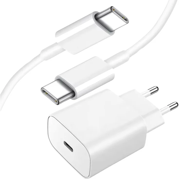 MobileKing Schnellladegerät 25W Netzteil Adapter mit 1m USB-C zu USB-C Kabel, weiß, für Samsung, Apple, Google, Xiaomi