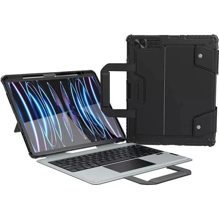 Nillkin Bumper GO Keyboard Case (Backlit Version) für iPad Pro 12.9 (2020/2021/2022) und Air 13 (2024), abnehmbare Tastatur mit RGB-Hintergrundbeleuchtung, Schwarz
