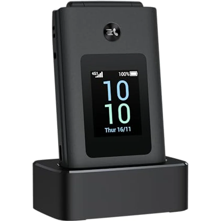 TCL Onetouch 4043 Smartphone, 4G, große Tasten, Dual-SIM, mit Ladestation (Grau) – Bild 2