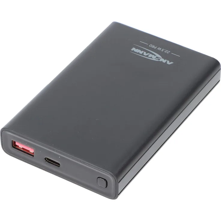 Ansmann Powerbank PB222PD, 10.000mAh, schnellladefähig mit 22,5W, ultrakompakt und leicht, Schwarz