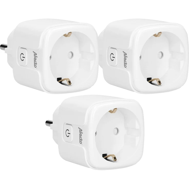 Alecto SMART-PLUG20 TRIPLE, Dreier Set intelligenter Wi-Fi-Stecker mit Energiemonitor, kompatibel mit Google Home und Alexa