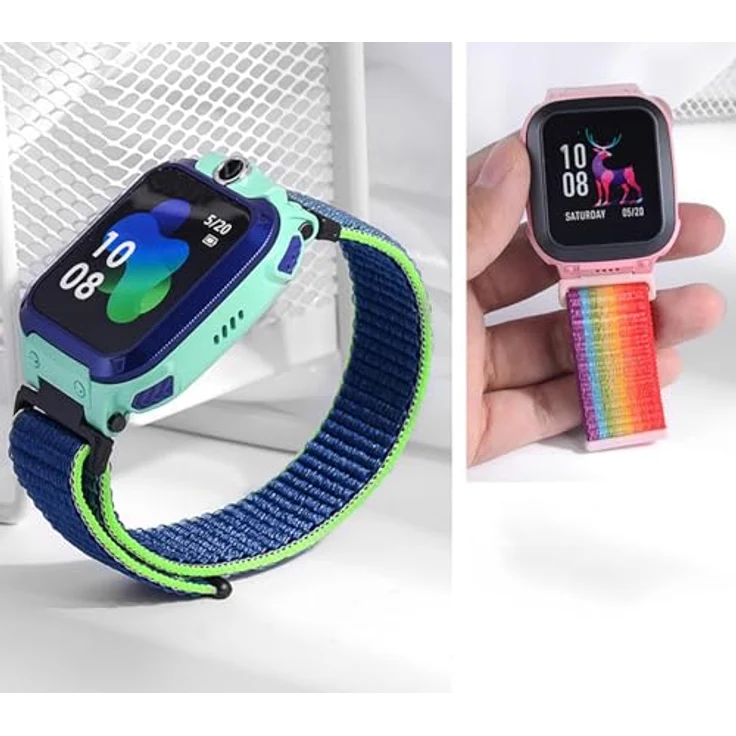 GIOPUEY Armband für imoo Watch Phone Z7/Z6/Z1, geflochtenes Nylonarmband unisex, elastisch und atmungsaktiv - Light Rainbow – Bild 3