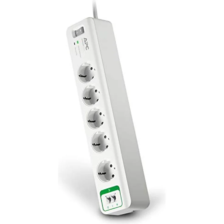 APC Surge Protector - PM5T-GR - Steckdosenleiste mit Überspannungsschutz (5-fach Stecker Schuko, schaltbar, 2 Telefon-Schutz-Ausgänge - Farbe: weiß) – Bild 4