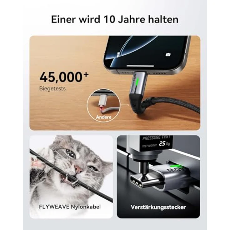 INIU 240W USB C Kabel [2-Pack, 1m] PD Schnellladekabel für iPhone 15/16 Pro Max, Samsung Galaxy S24/S25, Nylon geflochten, Hochgeschwindigkeit Ladegerät für USB-C Geräte – Bild 4