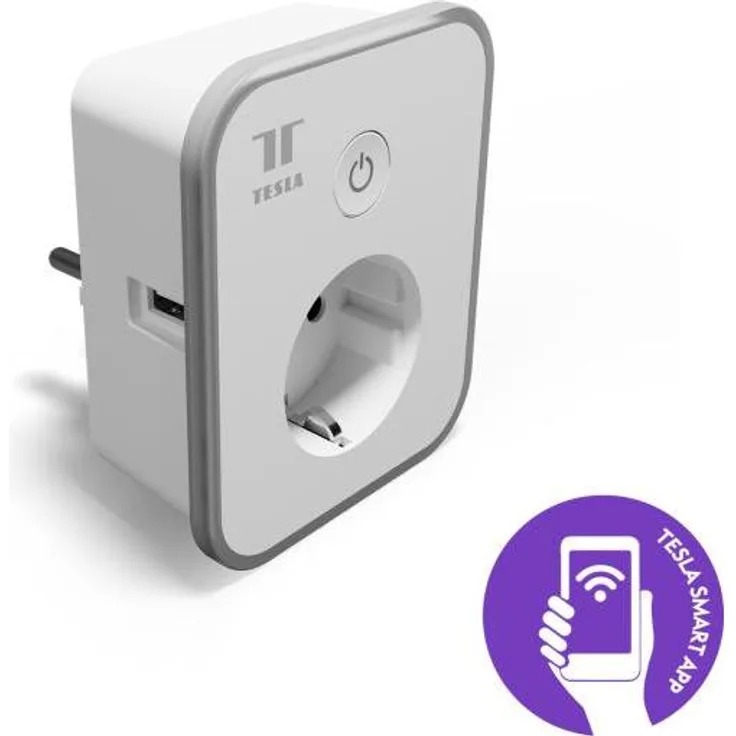 Tesla Smart Plug 2 USB, Smarter Funk-Zwischenstecker mit WLAN-Unterstützung, kompatibel mit Google Assistant und Amazon Alexa, für Innenbereich