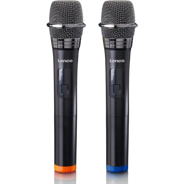 Lenco Mikrofon MCW-020BK - Set mit 2 kabellosen Mikrofonen, Schwarz