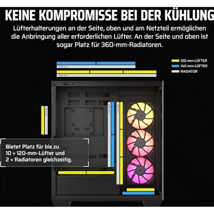 Corsair iCUE LINK 3500X RGB Mid-Tower ATX PC-Gehäuse - Gehärtetes Panorama-Glas - Umgekehrte Verbindung Motherboard-Kompatibel - Schwarz – Bild 5