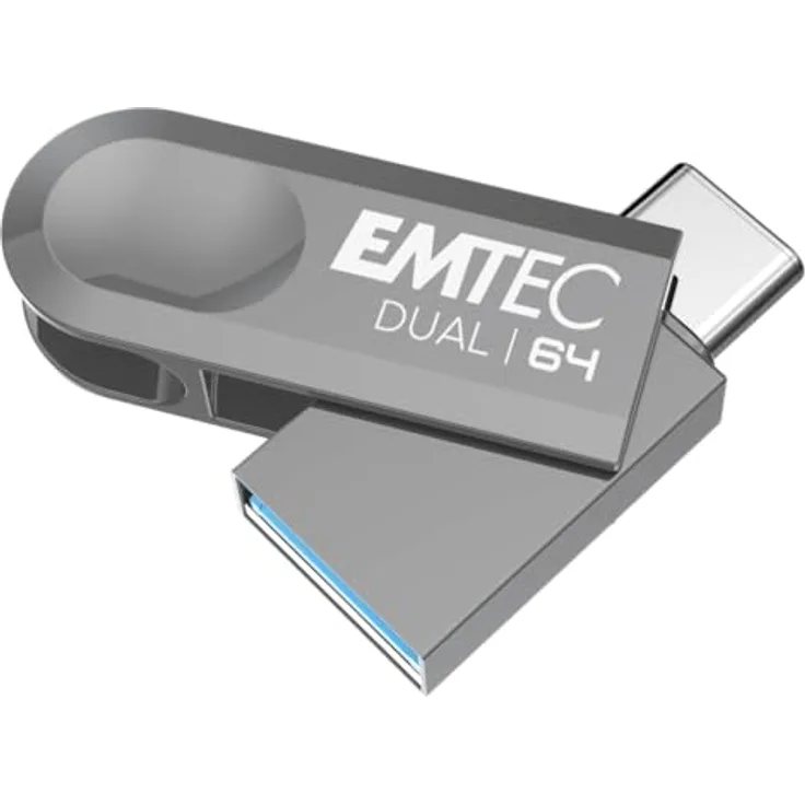 Emtec USB3.2 Typ-C Dual D280, 64 GB, Elegant und kompakt, idealer Begleiter für die Mobilität