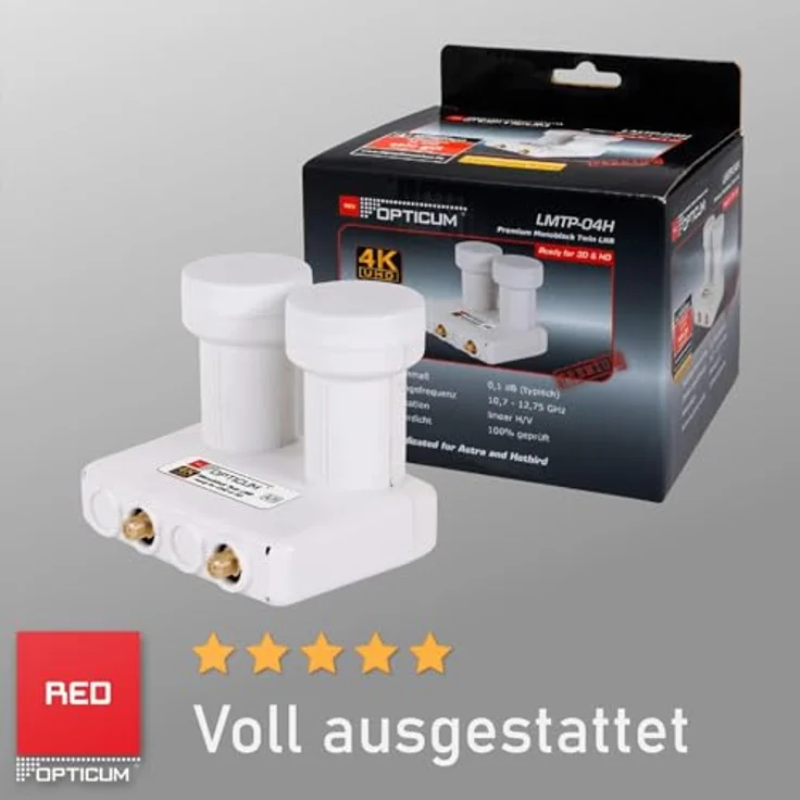 Opticum Monoblock Twin LNB - LMTP-04H (Astra-Hotbird) vergoldete Kontakte (Full HD, 3D) – Bild 4