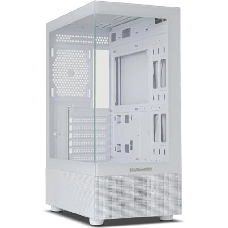 NOX XTREME PRODUCTS Hummer Vision White, Semitower ATX Gehäuse mit gehärtetem Glas, Platz für 5 Lüfter, kompatibel mit Grafikkarten bis 300mm, USB 3.0, Weiß – Bild 1