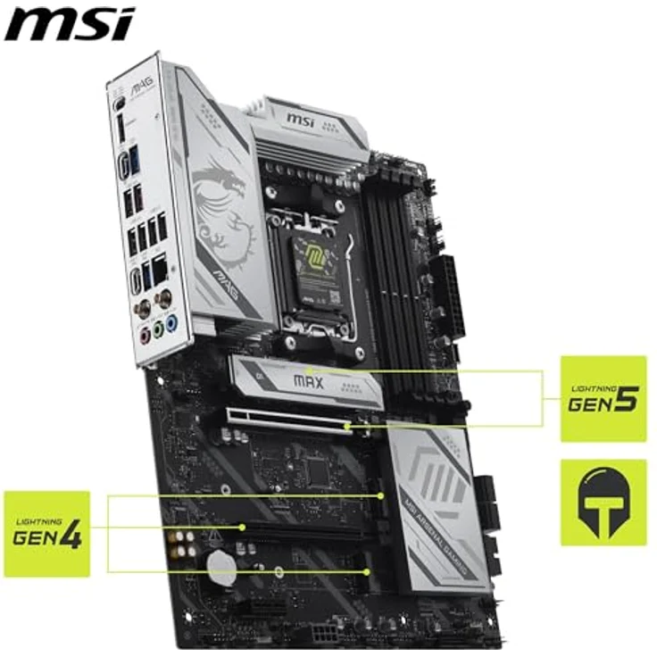 MSI MAG X870E Gaming MAX WiFi Mainboard, ATX - Unterstützung für AMD Ryzen 9000/8000/7000, DDR5 bis 8200+ MT/s OC, PCIe 5.0, M.2 Gen5, Wi-Fi 7, 5G LAN – Bild 5