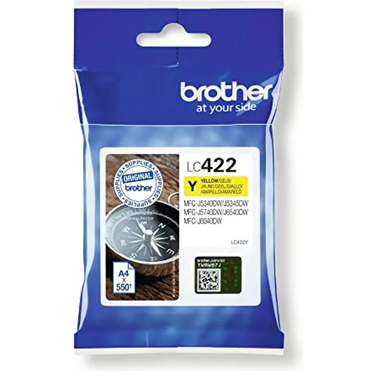 Brother Original Tintenpatrone LC-422Y Gelb für ca. 550 Seiten, für MFC-J5340DW, MFC-J5345DW, MFC-J5740DW, MFC-J6540DW, MFC-J6940DW