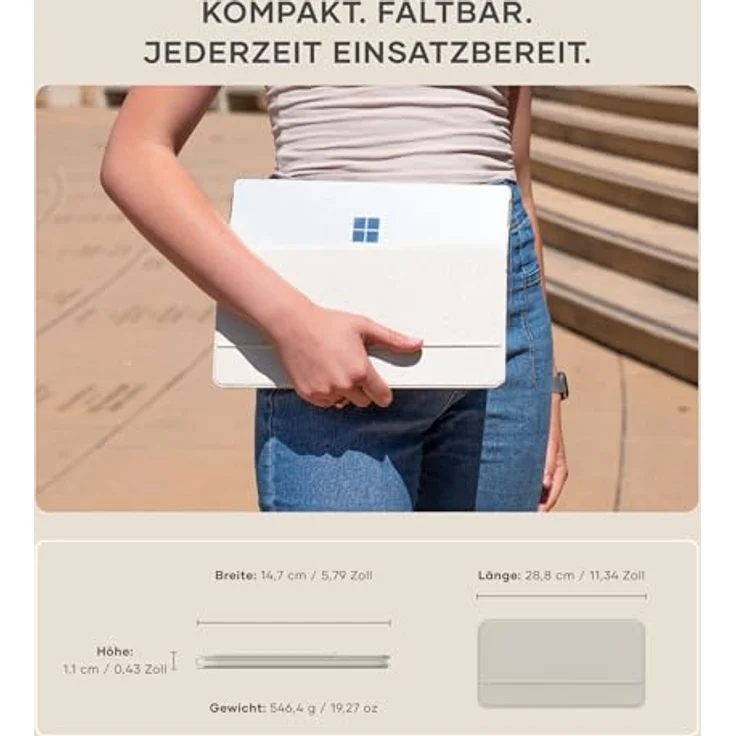 Satechi OntheGo, kabellose Tablet-Tastatur mit verstellbarem Ständer, beige-braun, unterstützt bis zu 3 Geräte, USB-C – Bild 7